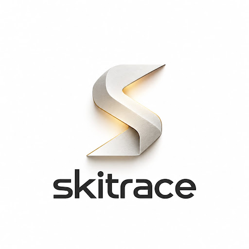 Skitrace emblem architectural folded S with soft champagne underlight